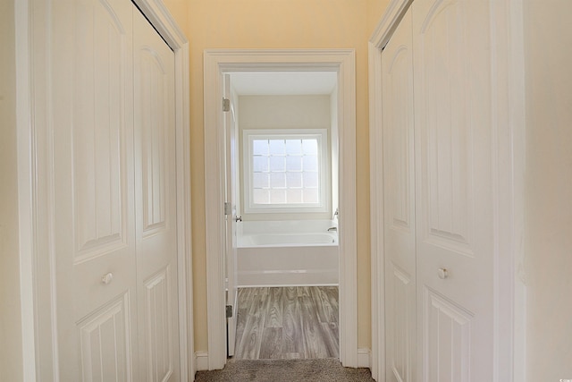 hall featuring hardwood / wood-style flooring