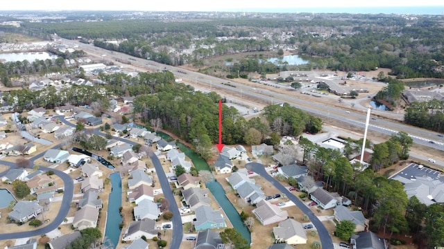 bird's eye view featuring a water view