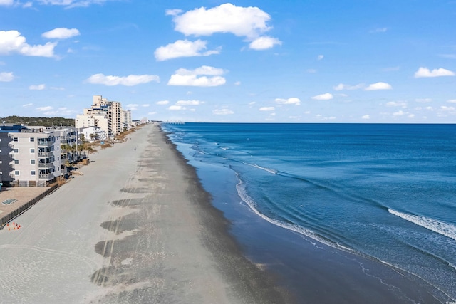 property view of water featuring a view of the beach