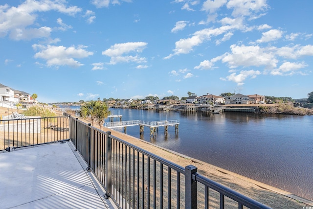 exterior space featuring a water view