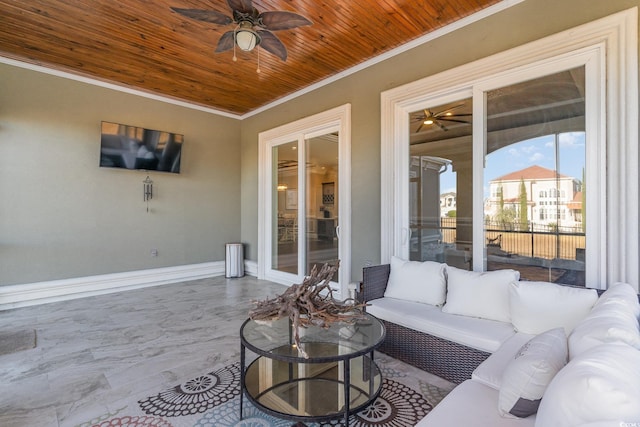 view of patio / terrace featuring an outdoor living space and ceiling fan