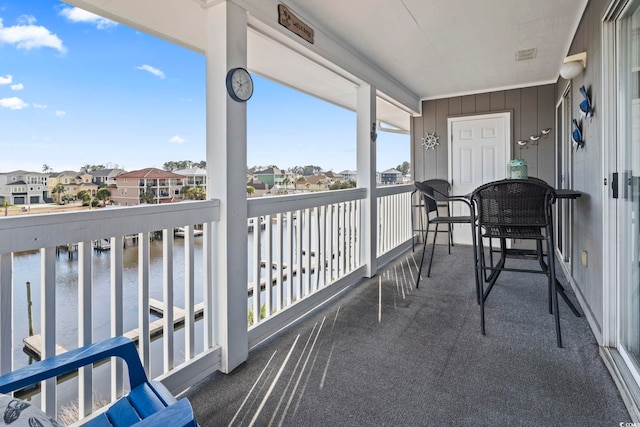 balcony with a water view