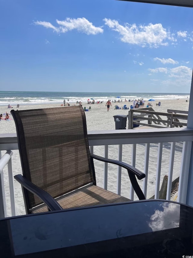 property view of water featuring a beach view