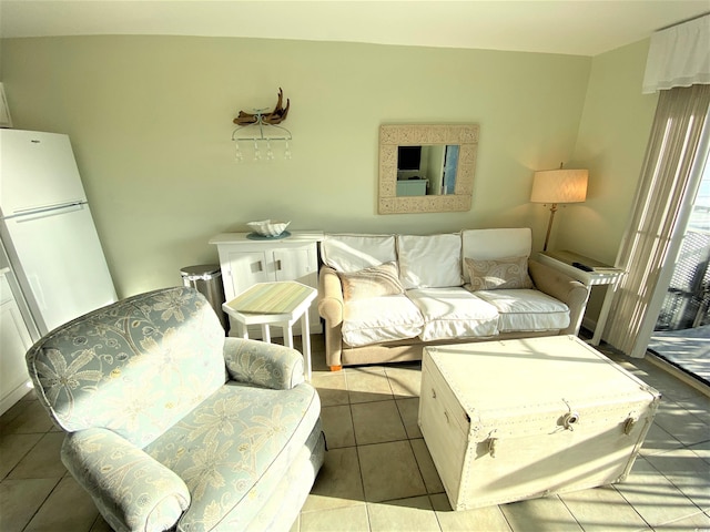 living room with light tile patterned floors