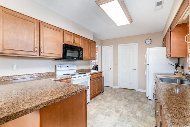 kitchen with sink and white electric range