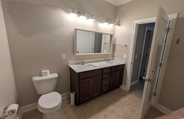 135 Parmelee Dr Unit D, Murrells Inlet, SC 29576 - full bathroom with double vanity, crown molding, tile patterned floors, and toilet