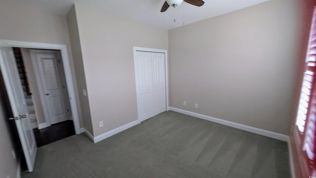 135 Parmelee Dr Unit D, Murrells Inlet, SC 29576 - unfurnished bedroom with carpet, a closet, baseboards, and ceiling fan