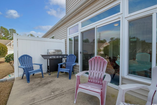 view of patio / terrace featuring a grill