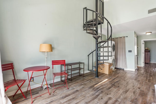 dining area with hardwood / wood-style flooring