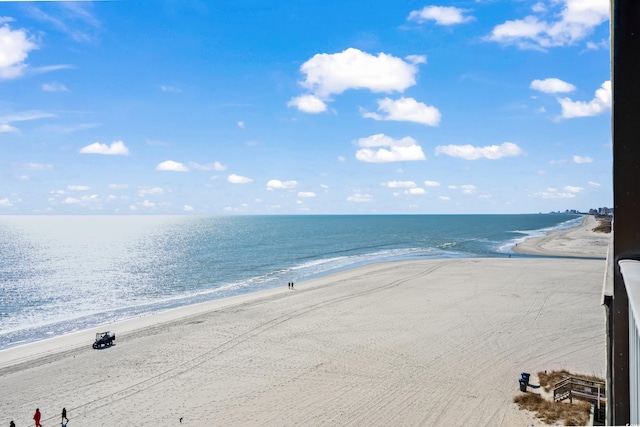 view of water feature with a view of the beach