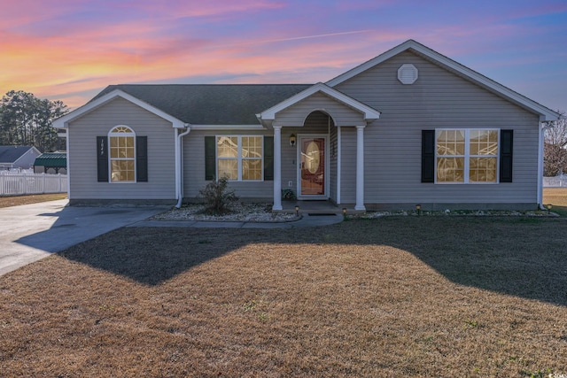 1049 Augustus Dr, Conway, SC 29527 - single story home with fence, a lawn, and roof with shingles