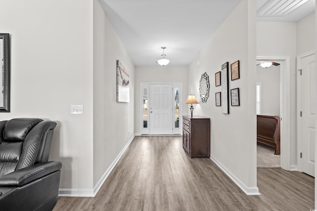 entrance foyer with light wood-type flooring