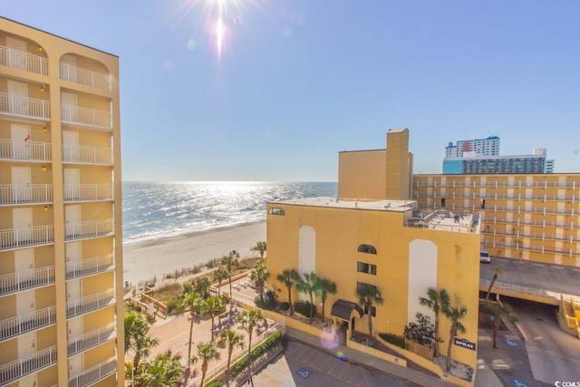 exterior space featuring a view of the beach