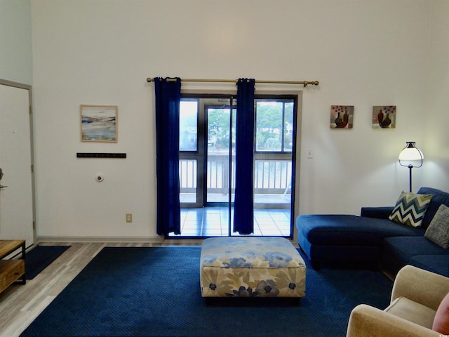 living room with hardwood / wood-style flooring