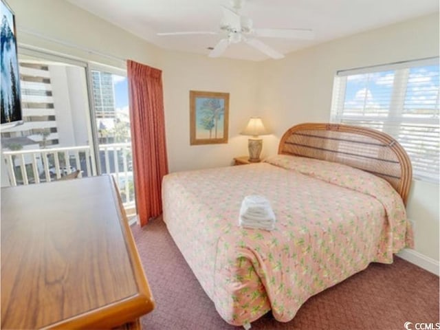 carpeted bedroom featuring a ceiling fan