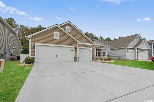 view of front of house with a front yard and central AC