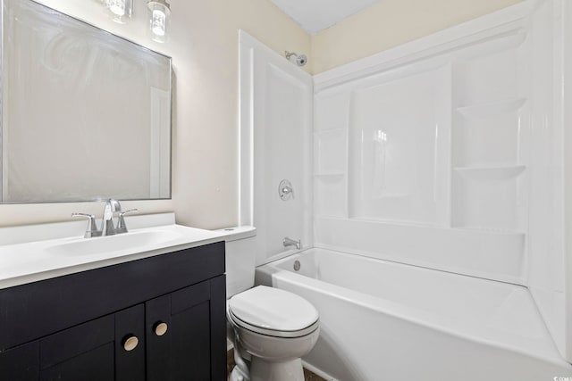 full bathroom featuring vanity, toilet, and tub / shower combination