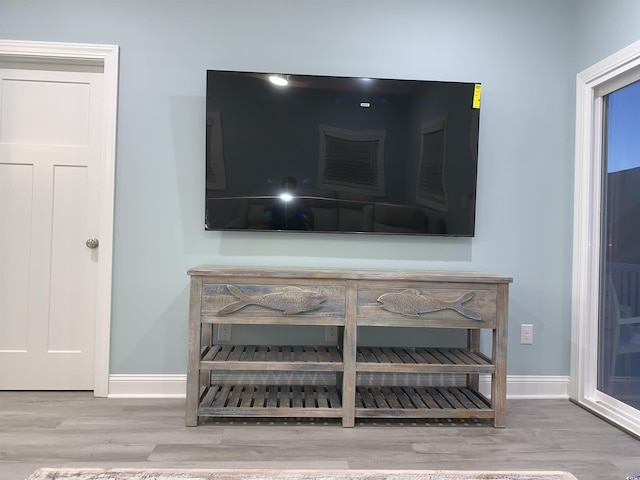 room details with baseboards and wood finished floors