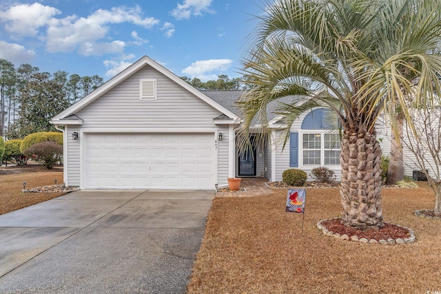 single story home with a garage