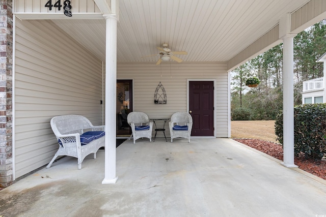 view of patio / terrace with ceiling fan