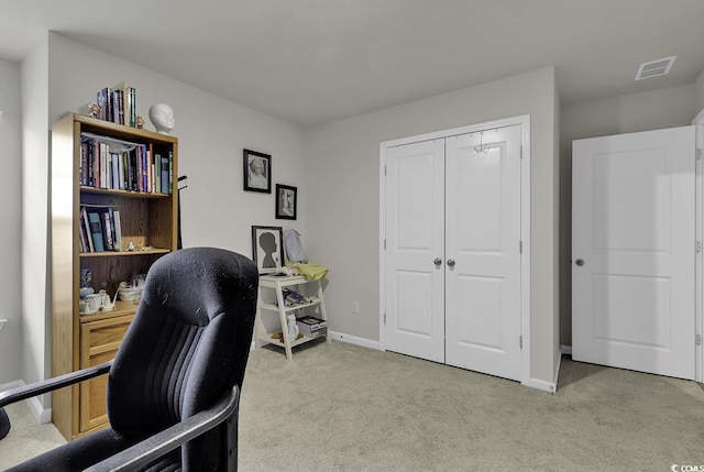 view of carpeted office