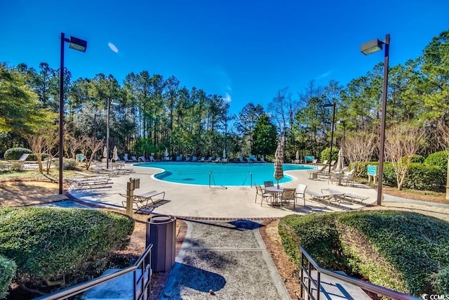 view of pool featuring a patio area