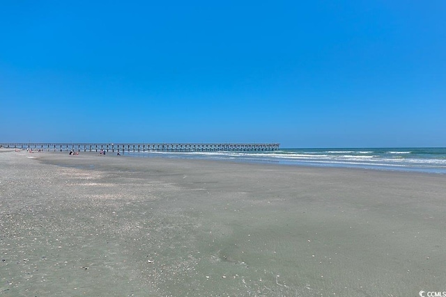 property view of water featuring a beach view