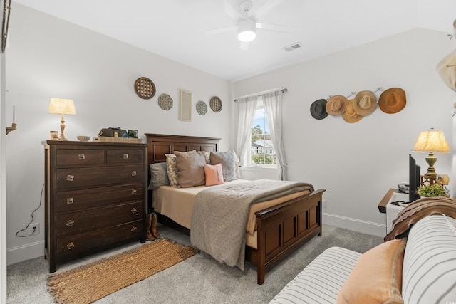 bedroom with carpet floors and ceiling fan