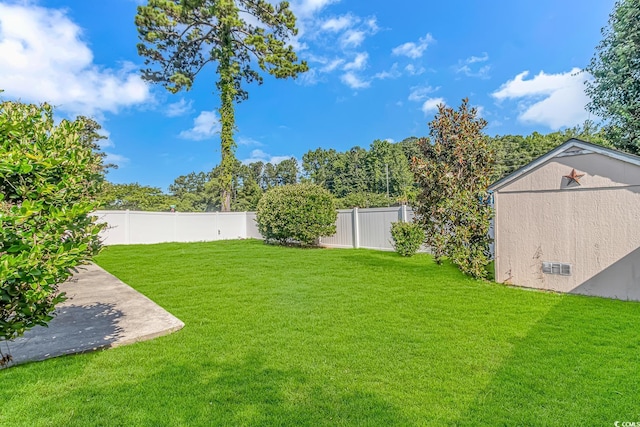 view of yard featuring a fenced backyard