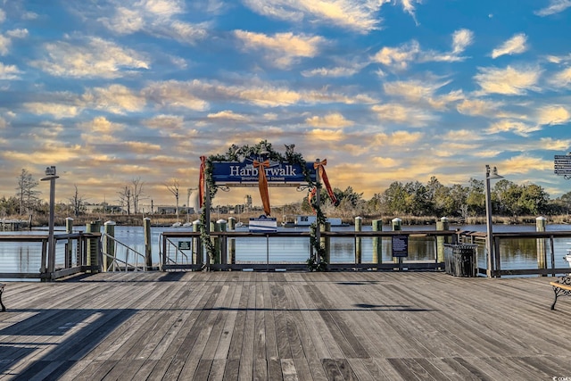 dock area featuring a water view