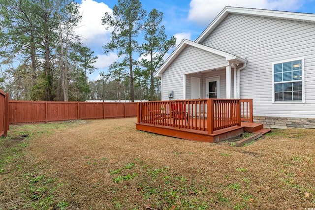 view of yard featuring a deck