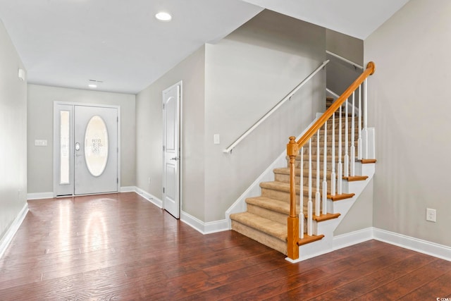 entrance foyer with dark wood-type flooring