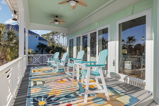 deck featuring ceiling fan