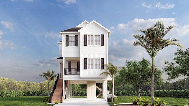 view of front facade featuring a front yard and a carport