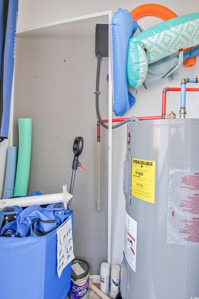 utility room with water heater