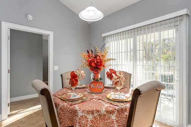 dining area with carpet and a wealth of natural light