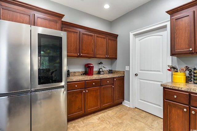 kitchen with stainless steel refrigerator