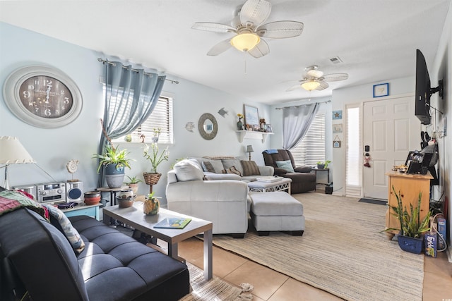 view of tiled living room