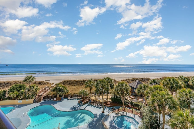 view of water feature with a view of the beach