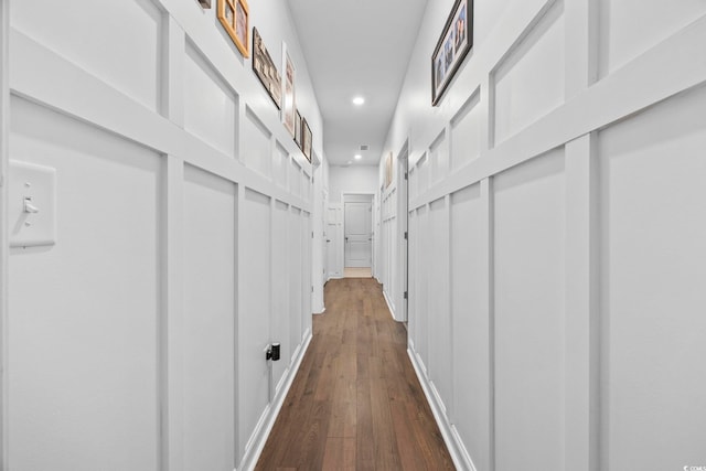 hall featuring dark hardwood / wood-style flooring