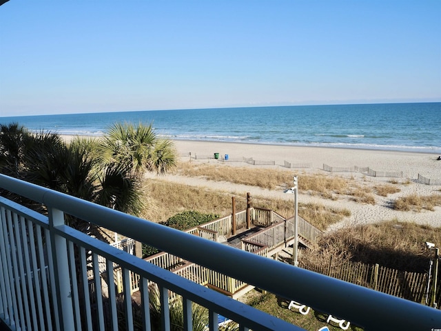 view of water feature featuring a beach view