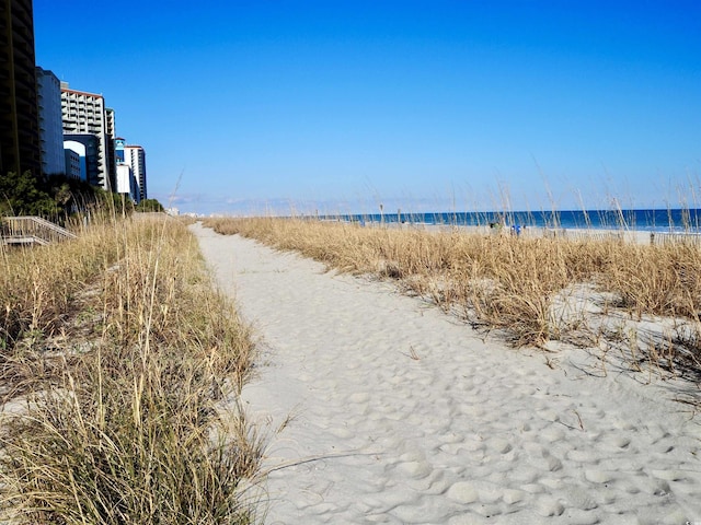 exterior space with a view of the beach