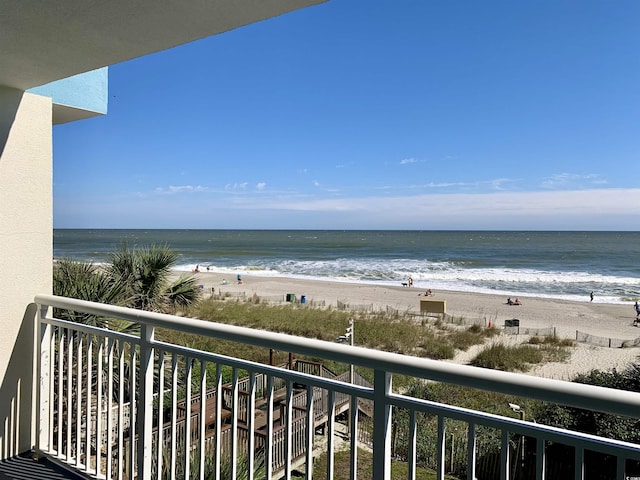 view of water feature featuring a view of the beach