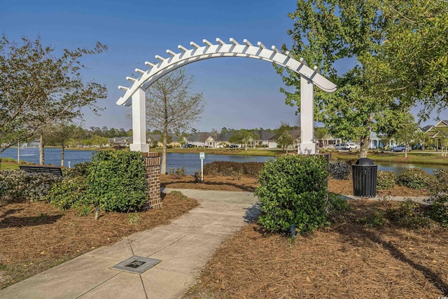 view of home's community with a water view