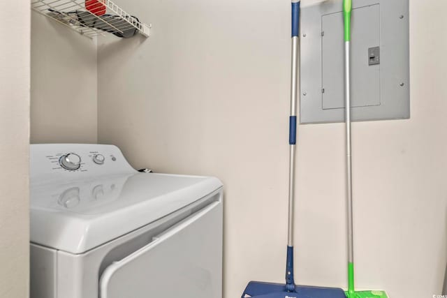 laundry area featuring washer / dryer and electric panel