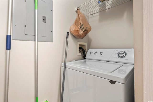 laundry area featuring washer / clothes dryer and electric panel