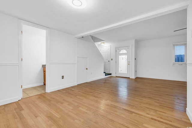 unfurnished living room featuring light hardwood / wood-style floors