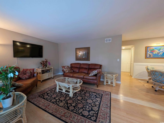 living room featuring light hardwood / wood-style flooring