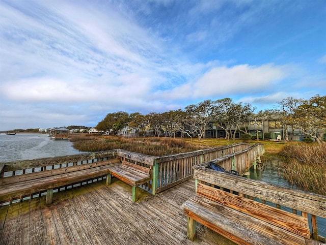 dock area featuring a water view