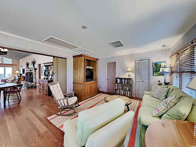 living room with light wood-type flooring